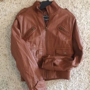Brown leather jacket